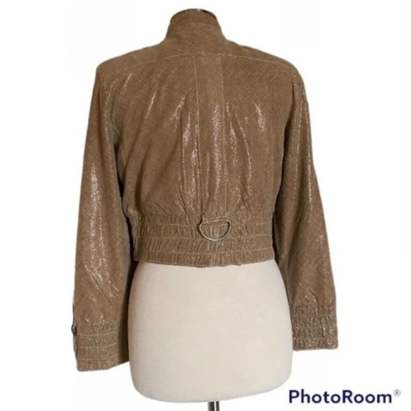 Abandon Italian leather Vintage Metallic Jacket Tan L Rare One Of A Knind - Picture 7 of 15